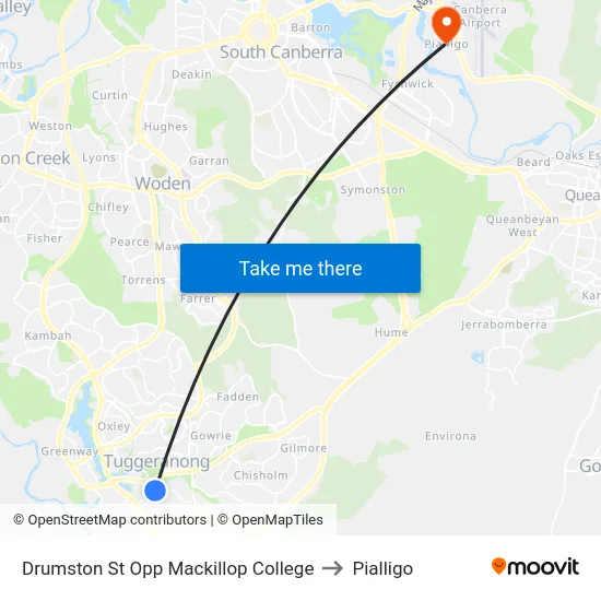 Drumston St Opp Mackillop College to Pialligo map