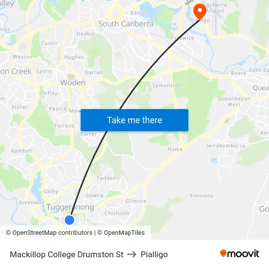 Mackillop College Drumston St to Pialligo map