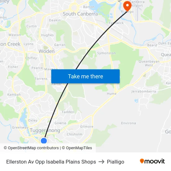 Ellerston Av Opp Isabella Plains Shops to Pialligo map