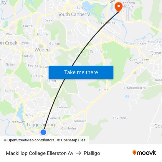 Mackillop College Ellerston Av to Pialligo map