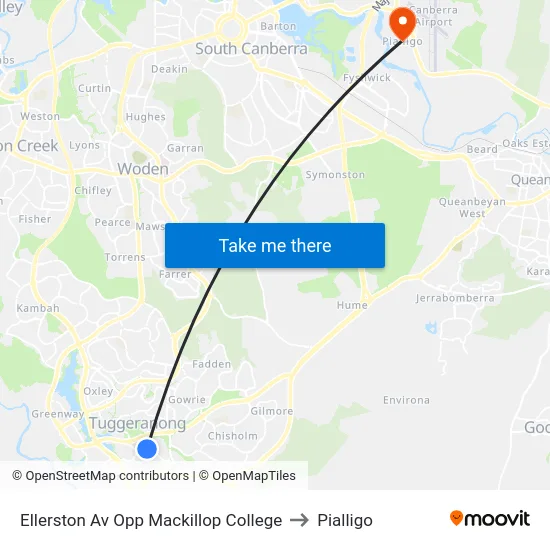 Ellerston Av Opp Mackillop College to Pialligo map