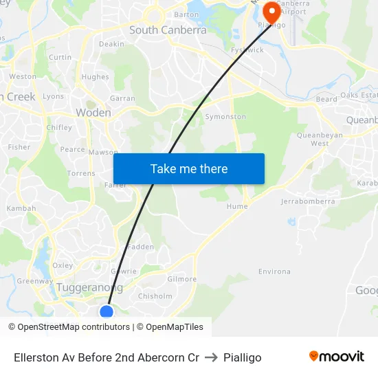 Ellerston Av Before 2nd Abercorn Cr to Pialligo map