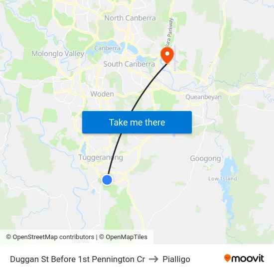 Duggan St Before 1st Pennington Cr to Pialligo map