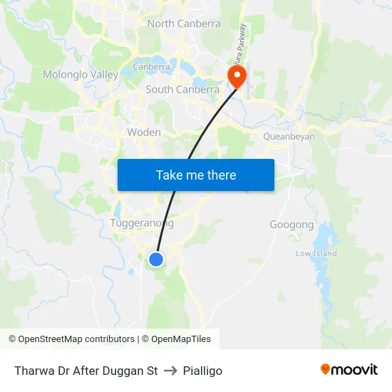 Tharwa Dr After Duggan St to Pialligo map