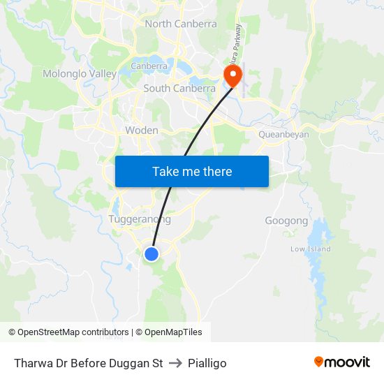 Tharwa Dr Before Duggan St to Pialligo map