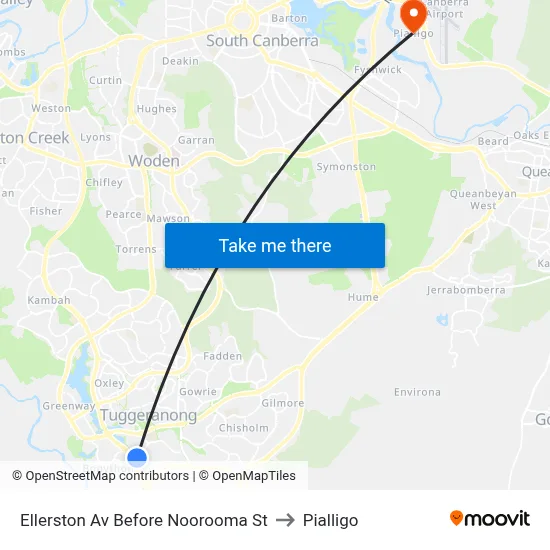 Ellerston Av Before Noorooma St to Pialligo map