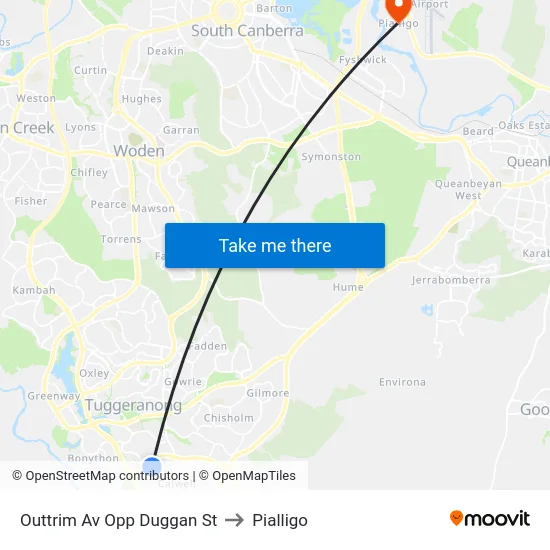 Outtrim Av Opp Duggan St to Pialligo map
