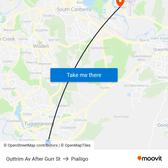 Outtrim Av After Gurr St to Pialligo map