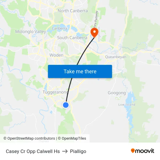 Casey Cr Opp Calwell Hs to Pialligo map
