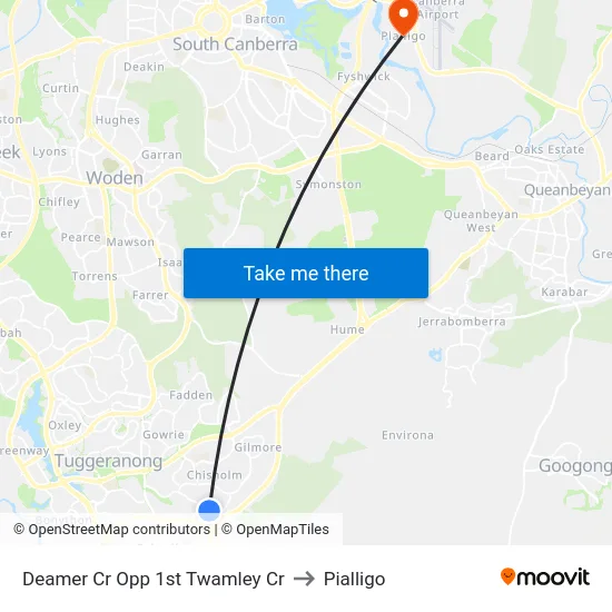Deamer Cr Opp 1st Twamley Cr to Pialligo map
