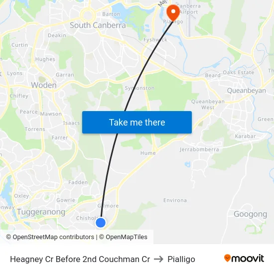 Heagney Cr Before 2nd Couchman Cr to Pialligo map