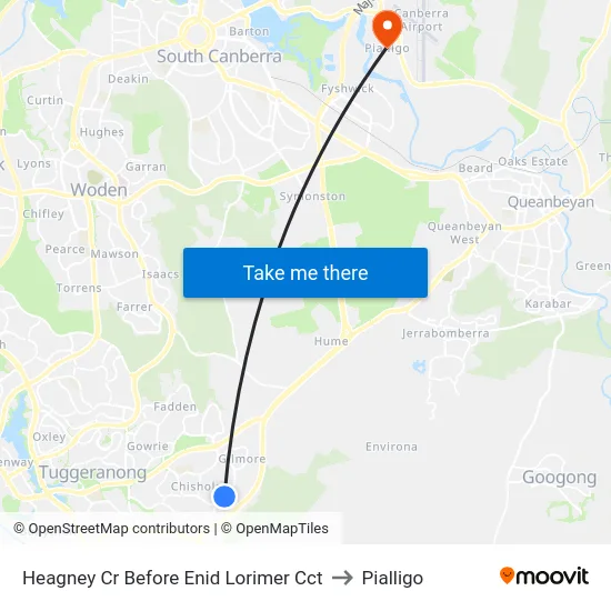 Heagney Cr Before Enid Lorimer Cct to Pialligo map