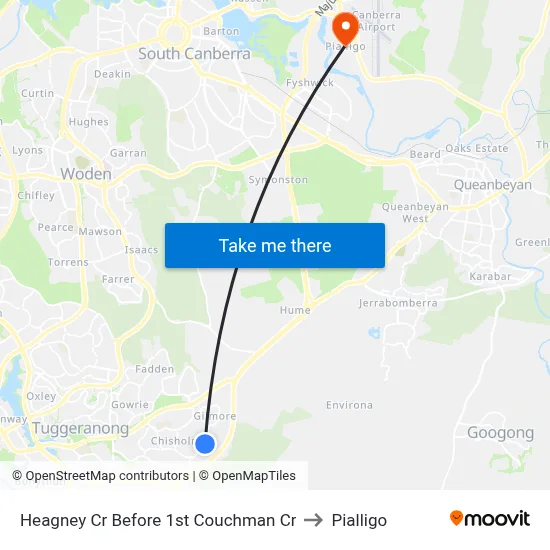 Heagney Cr Before 1st Couchman Cr to Pialligo map