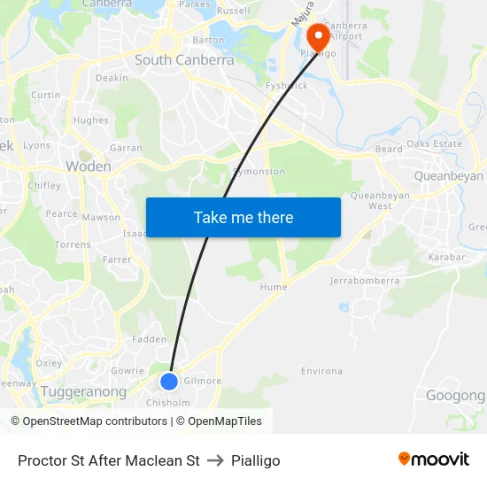 Proctor St After Maclean St to Pialligo map