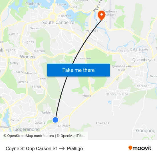 Coyne St Opp Carson St to Pialligo map