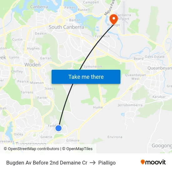 Bugden Av Before 2nd Demaine Cr to Pialligo map