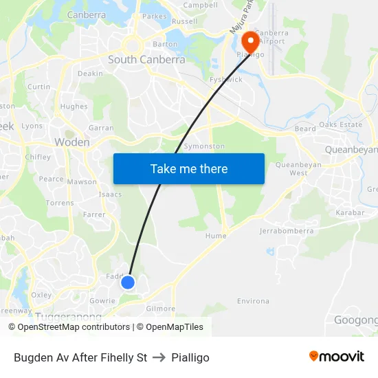 Bugden Av After Fihelly St to Pialligo map