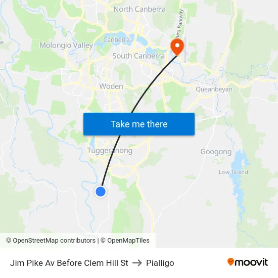 Jim Pike Av Before Clem Hill St to Pialligo map