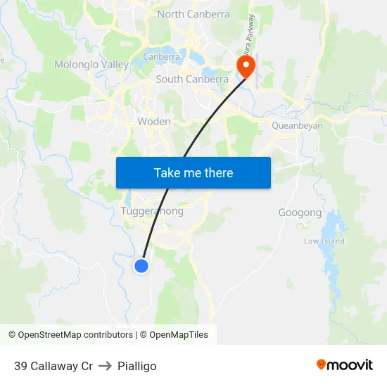 39 Callaway Cr to Pialligo map