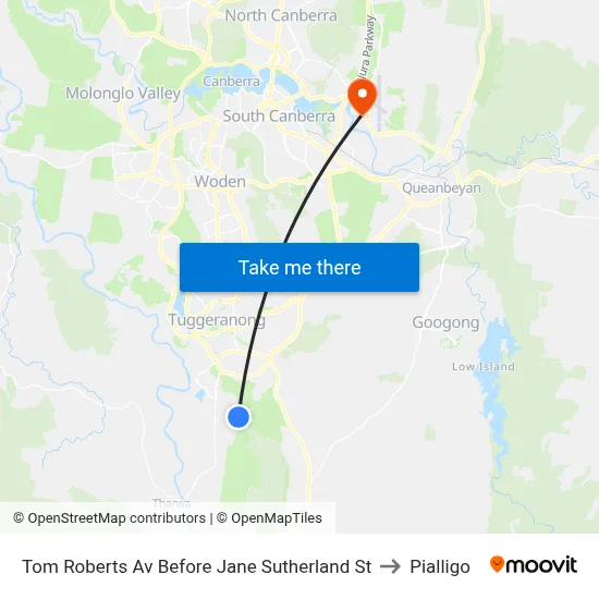 Tom Roberts Av Before Jane Sutherland St to Pialligo map