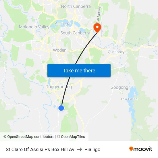 St Clare Of Assisi Ps Box Hill Av to Pialligo map