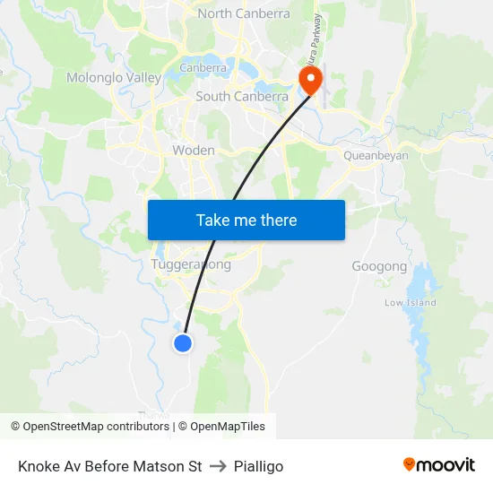 Knoke Av Before Matson St to Pialligo map