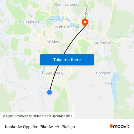 Knoke Av Opp Jim Pike Av to Pialligo map