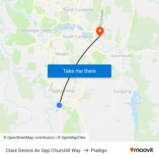 Clare Dennis Av Opp Churchill Way to Pialligo map