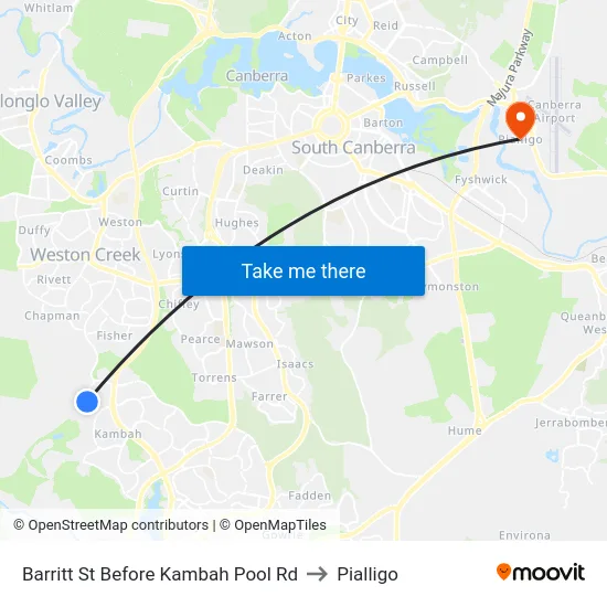 Barritt St Before Kambah Pool Rd to Pialligo map