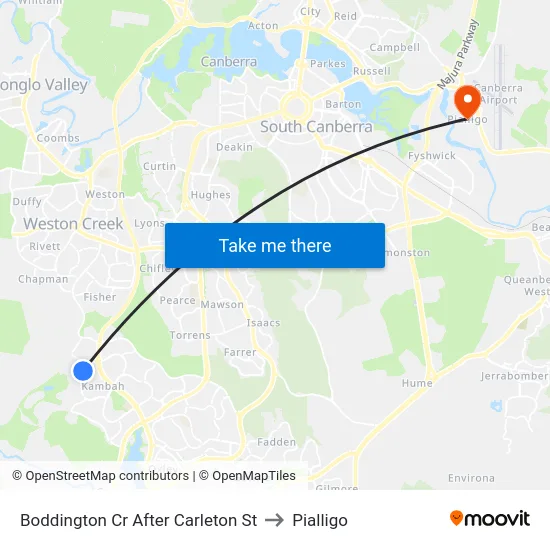 Boddington Cr After Carleton St to Pialligo map