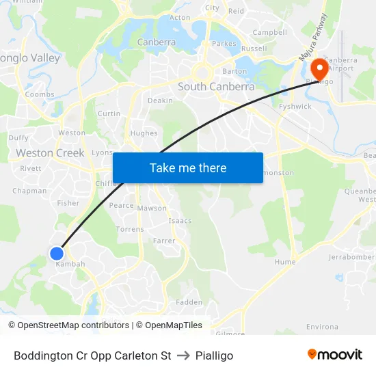Boddington Cr Opp Carleton St to Pialligo map