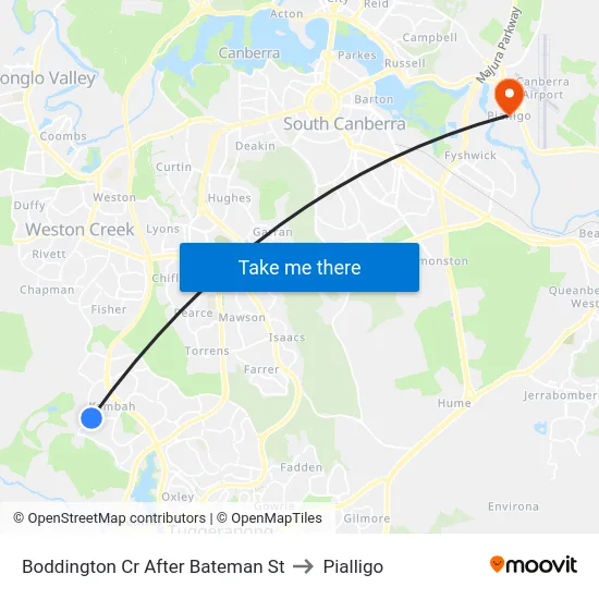 Boddington Cr After Bateman St to Pialligo map