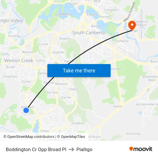 Boddington Cr Opp Broad Pl to Pialligo map