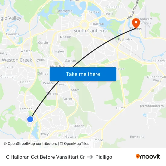 O'Halloran Cct Before Vansittart Cr to Pialligo map