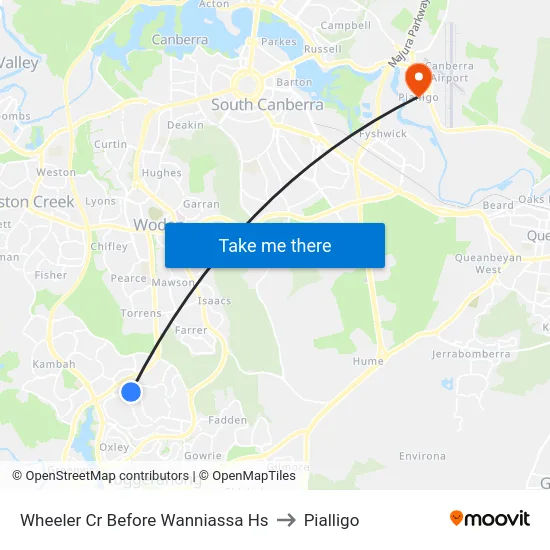 Wheeler Cr Before Wanniassa Hs to Pialligo map
