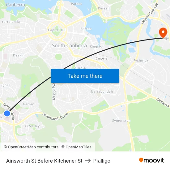 Ainsworth St Before Kitchener St to Pialligo map
