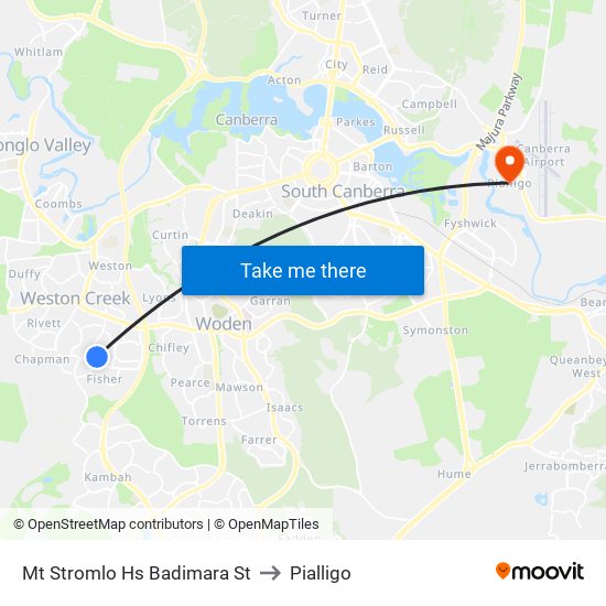 Mt Stromlo Hs Badimara St to Pialligo map