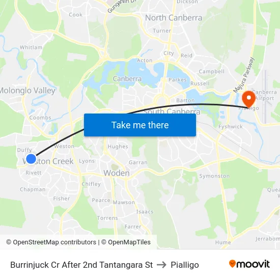 Burrinjuck Cr After 2nd Tantangara St to Pialligo map