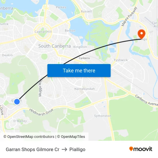 Garran Shops Gilmore Cr to Pialligo map