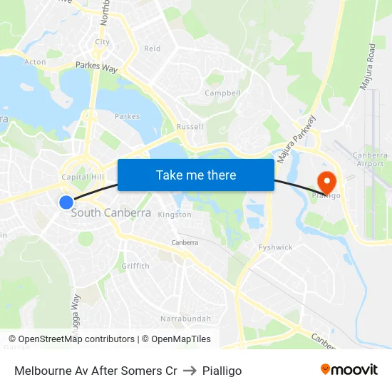 Melbourne Av After Somers Cr to Pialligo map