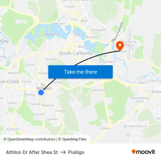 Athllon Dr After Shea St to Pialligo map