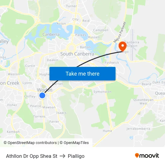 Athllon Dr Opp Shea St to Pialligo map