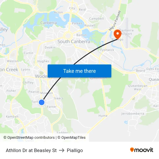 Athllon Dr at Beasley St to Pialligo map