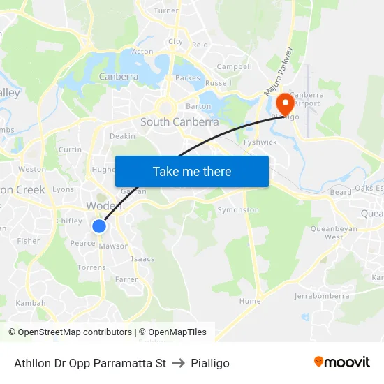 Athllon Dr Opp Parramatta St to Pialligo map