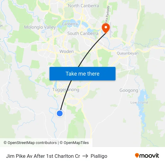 Jim Pike Av After 1st Charlton Cr to Pialligo map