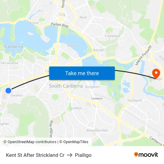 Kent St After Strickland Cr to Pialligo map