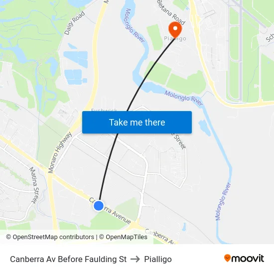 Canberra Av Before Faulding St to Pialligo map