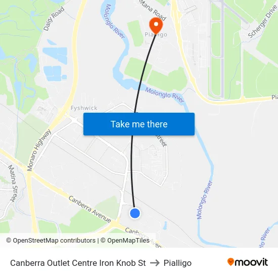 Canberra Outlet Centre Iron Knob St to Pialligo map