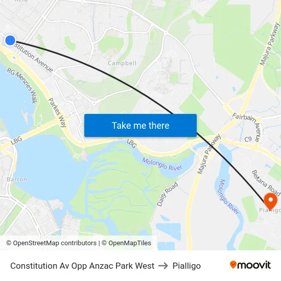 Constitution Av Opp Anzac Park West to Pialligo map