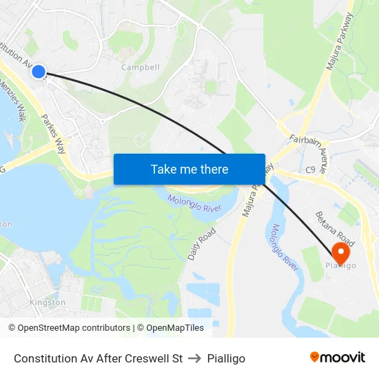 Constitution Av After Creswell St to Pialligo map